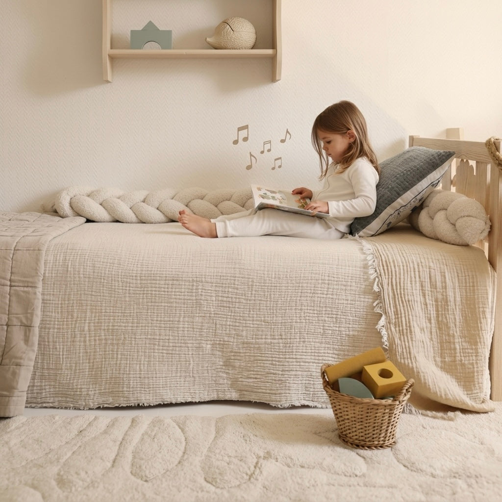Trenza Protectora de Cuna y cama 200cm BOUCLE BLANCO
