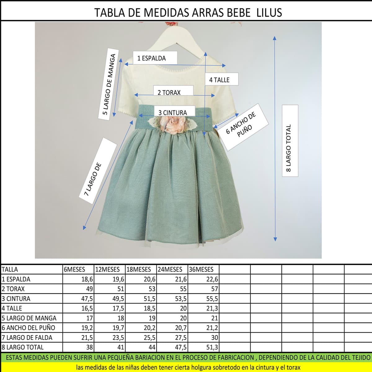 Vestido bebé ceremonia crudo LILUS 3 a 36 meses – Modelo 23144