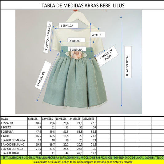 Robe de cérémonie écrue/bleue avec fleur amovible – Lilus 36162 