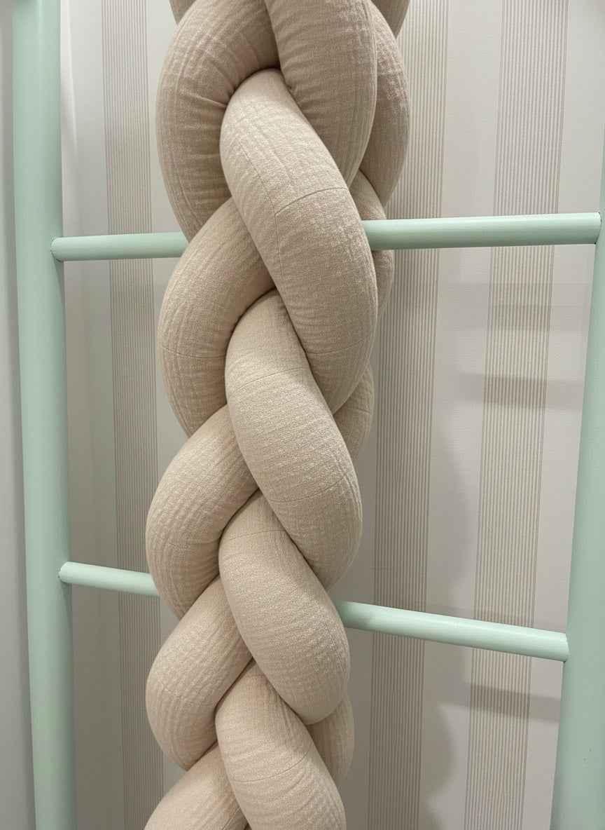 Trenza Protector de Cuna 180cm BEIGE Muselina