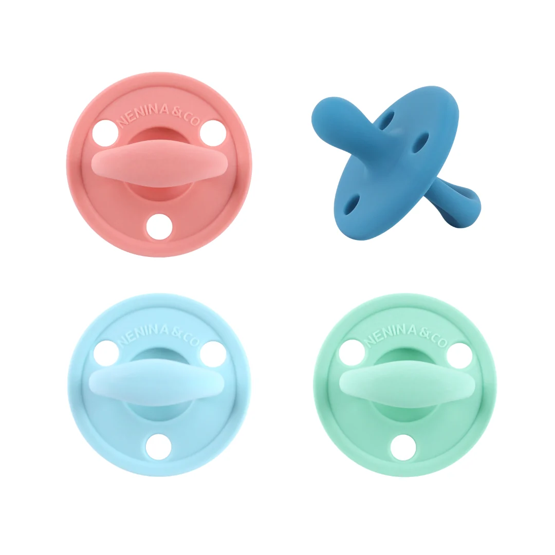 Kit 2 Chupetes Clásicos para Bebé Azul y Celeste | Silicona Orgánica Nenina & Co