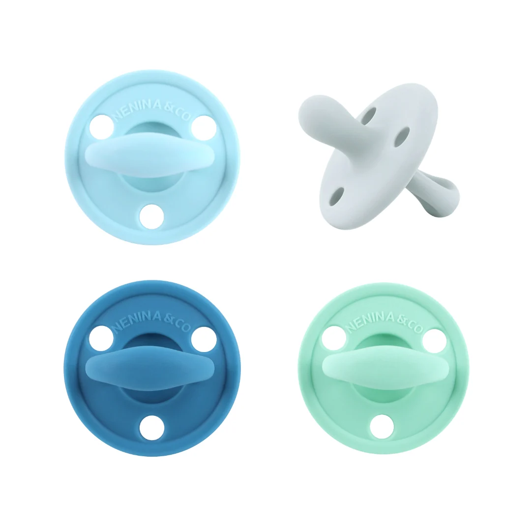 Kit 2 Chupetes Clásicos para Bebé Azul y Celeste | Silicona Orgánica Nenina & Co