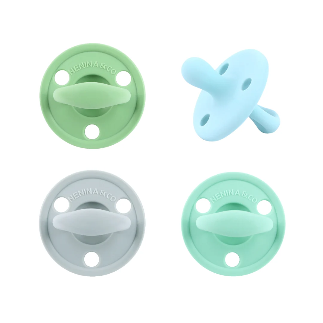 Kit 2 Chupetes Clásicos para Bebé Azul y Celeste | Silicona Orgánica Nenina & Co