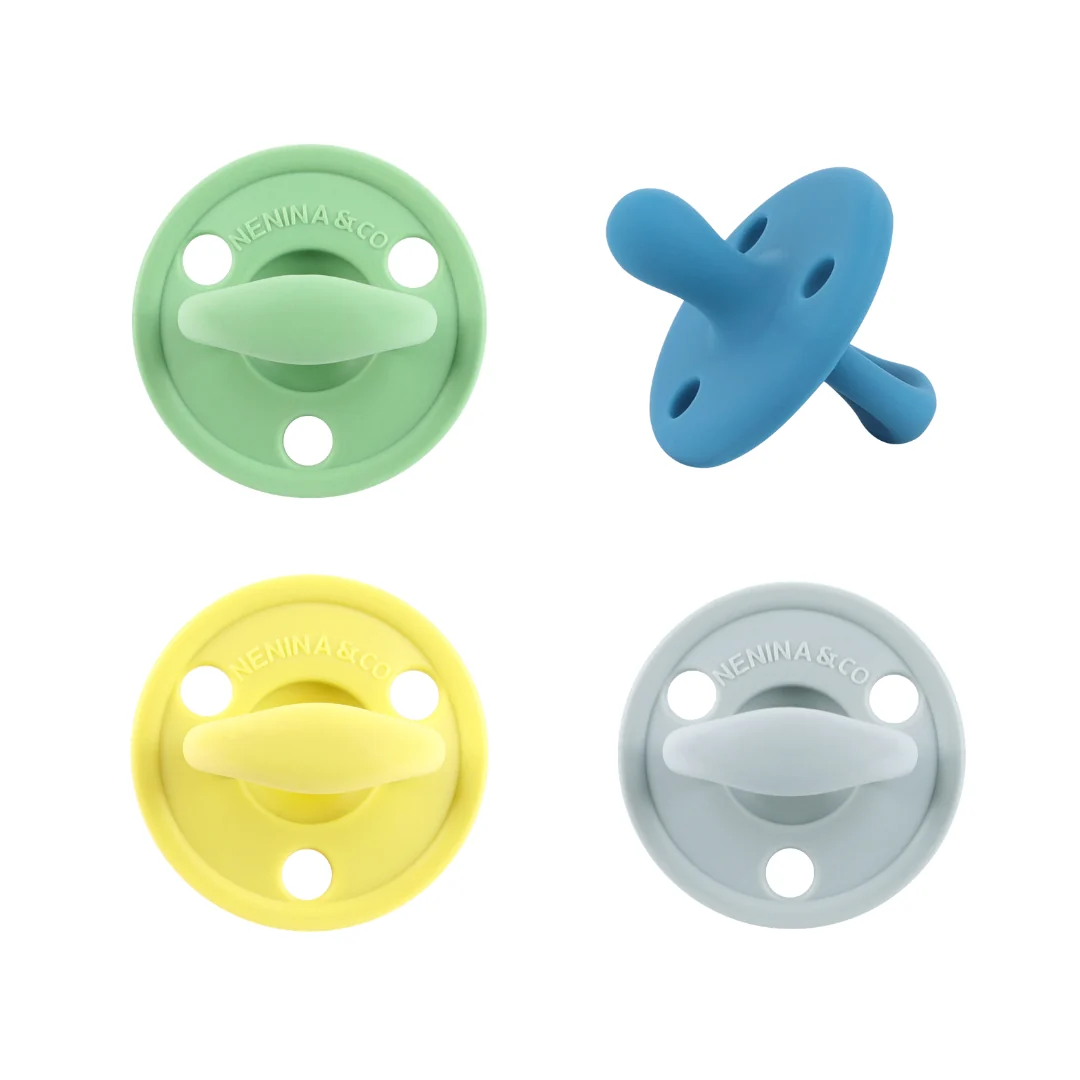 Kit 2 Chupetes Clásicos para Bebé Azul y Celeste | Silicona Orgánica Nenina & Co