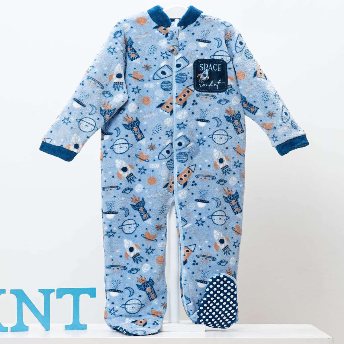Pijama infantil com manta espacial para menino 1064 Kinanit coral polar