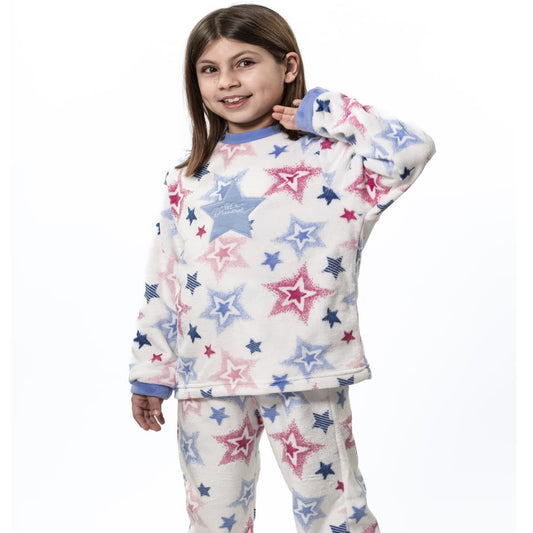 Pijama niña manga larga aterciopelado spandex KINANIT estrellas KN459