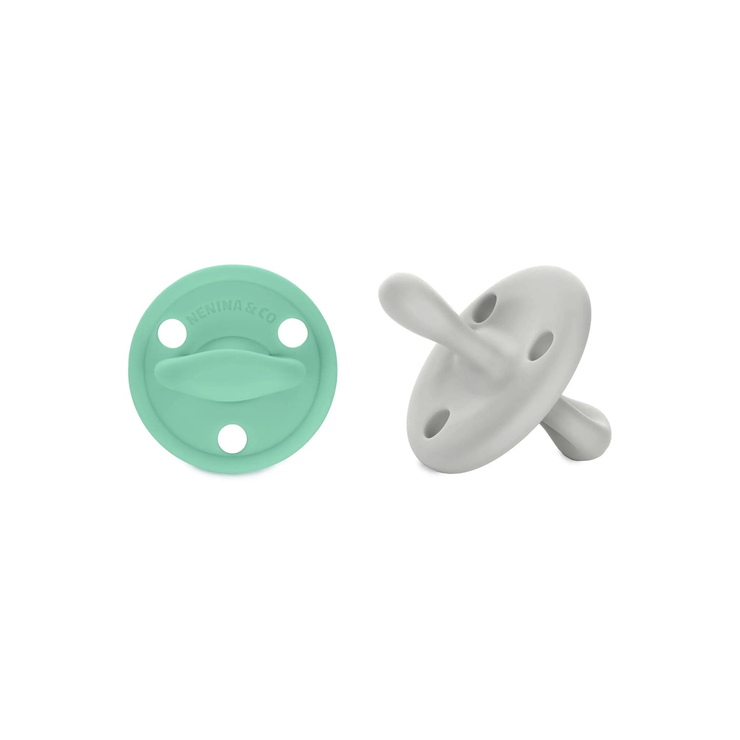 Kit 1 Guardachupete + 2 Chupeteros + 1 Chupetes Mint y Gris DIAMOND Nenina & Co