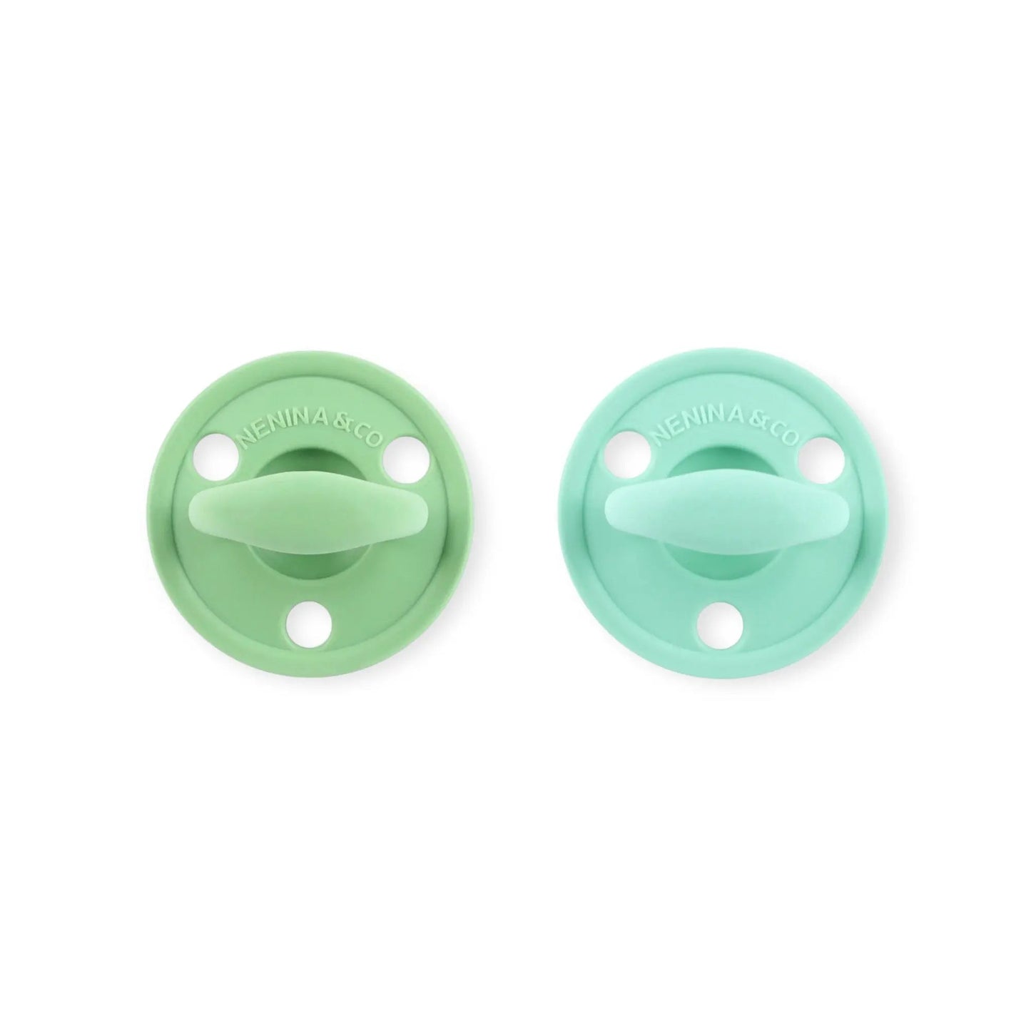 Kit 2 Chupetes Clásicos para Bebé Oliva y Mint | Silicona Orgánica Nenina & Co