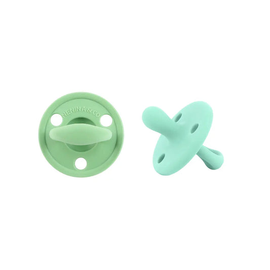 Kit 2 Chupetes Clásicos para Bebé Oliva y Mint | Silicona Orgánica Nenina & Co