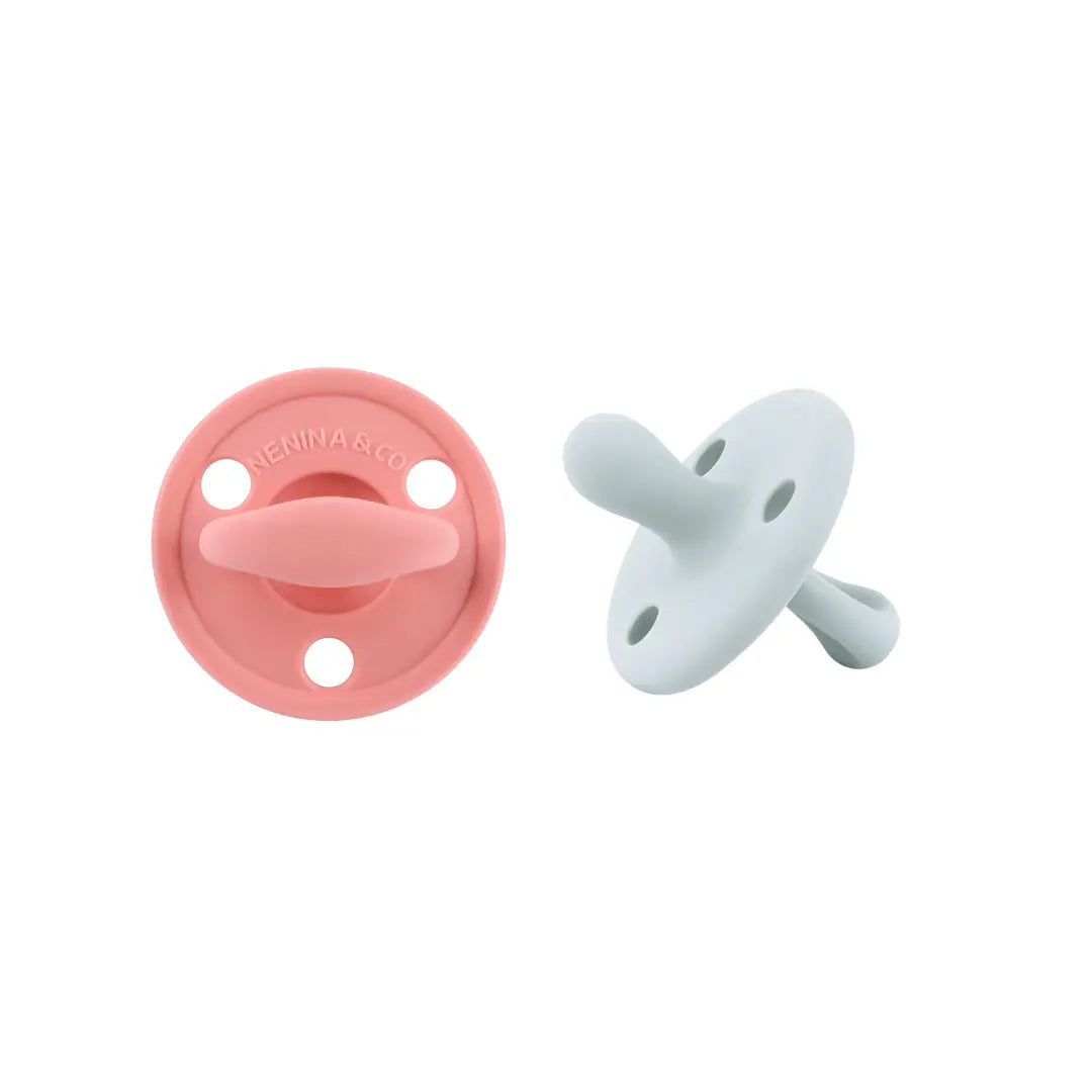 Kit 2 Chupetes Clásicos para Bebé Rosa y Gris | Silicona Orgánica Nenina & Co