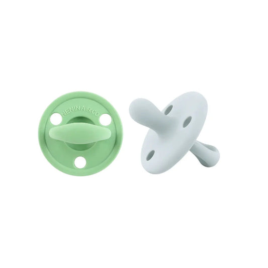 Kit 2 Chupetes Clásicos para Bebé  Oliva y Gris | Silicona Orgánica Nenina & Co