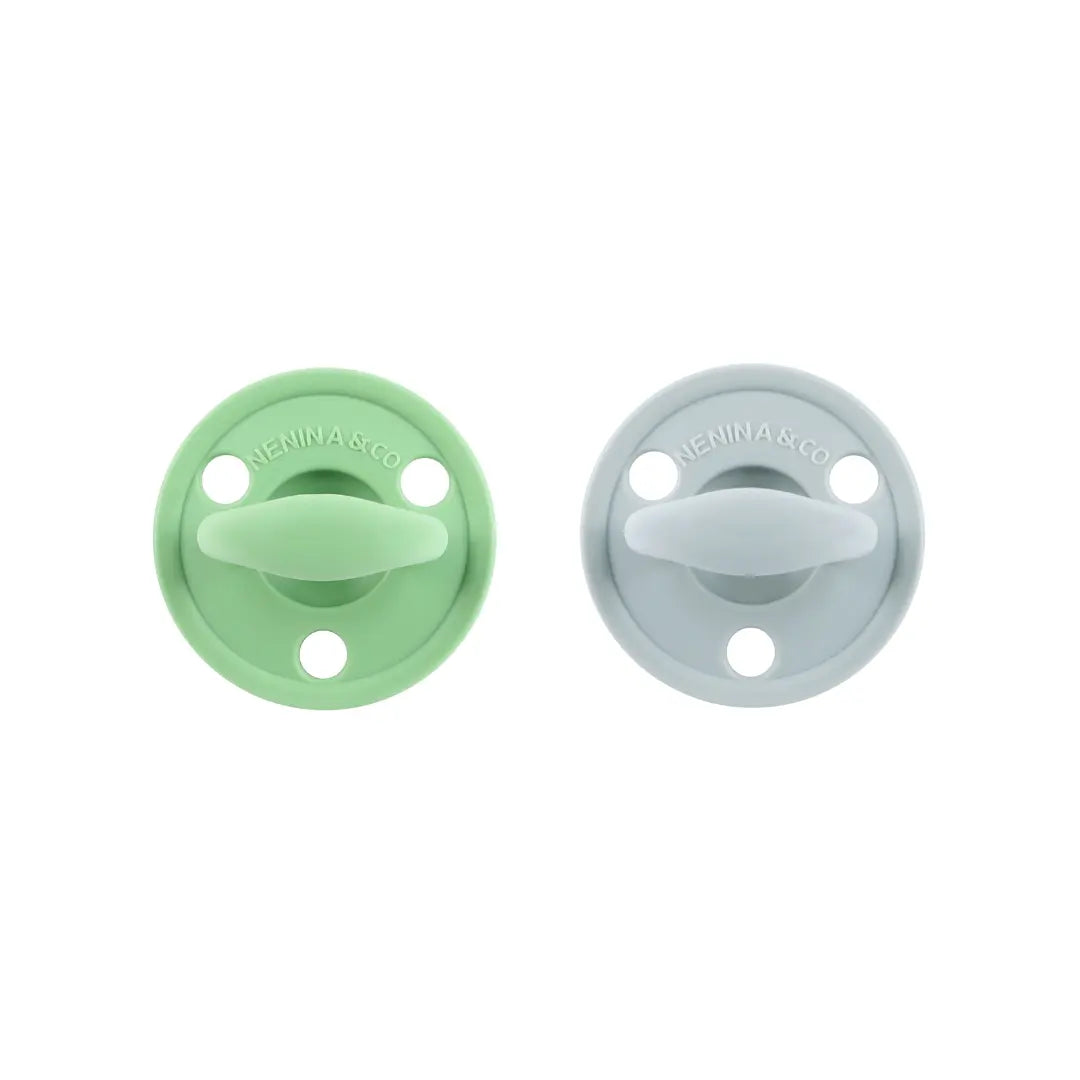 Kit 2 Chupetes Clásicos para Bebé  Oliva y Gris | Silicona Orgánica Nenina & Co