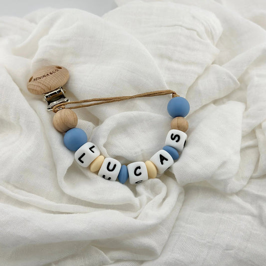 Chupetero Personalizado Blue con Nombre en Silicona Orgánica | Nenina & Co.