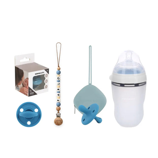 Kit Deluxe Chupete Clásico de Silicona + Chupetero Personalizado, Guardachupetes y Biberón Maternal | Nenina & Co