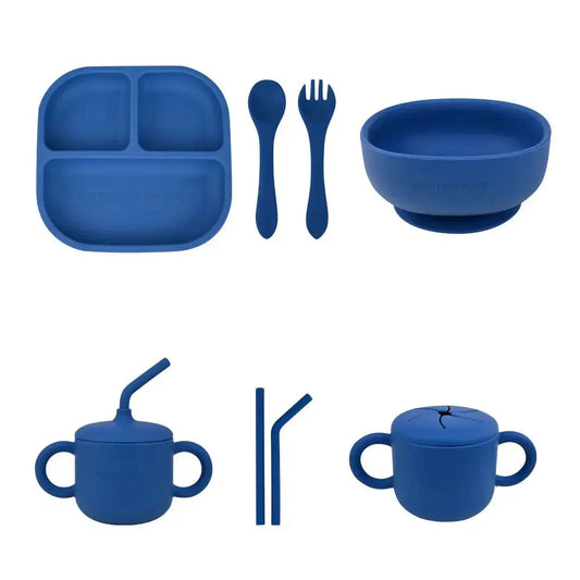Vajilla BLW Blue 9 Piezas de Silicona orgánica con ventosas Nenina & Co