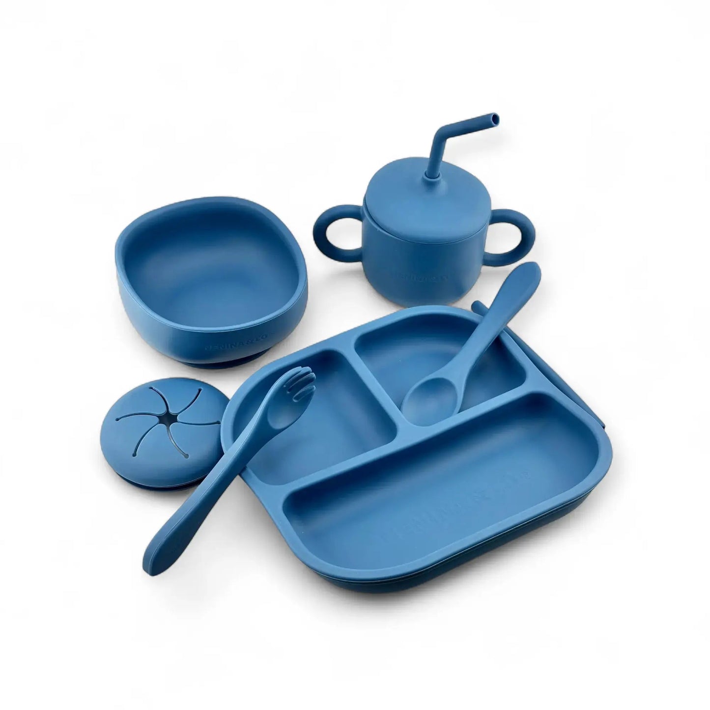 Vajilla BLW Blue 9 Piezas de Silicona orgánica con ventosas Nenina & Co