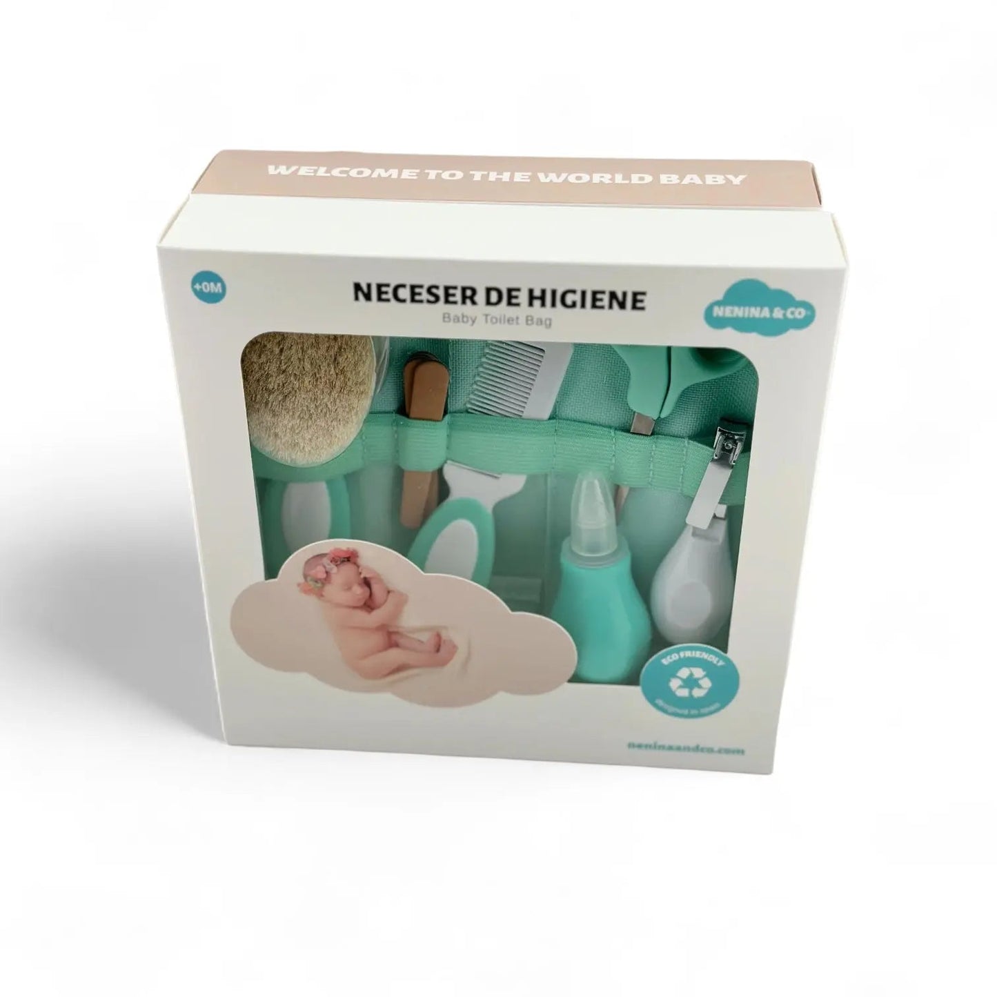 Kit Regalo ideal  Set de higiene + Guardachupete + Chupete + Biberón + Repuesto de 4 tetinas Nenina & Co