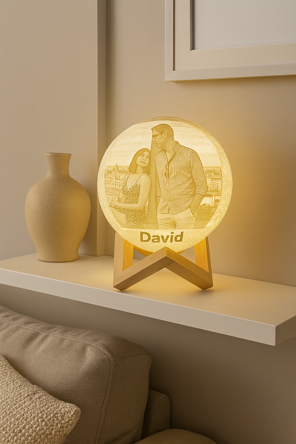 Lámpara Luna 3D Personalizada con Foto Grabada