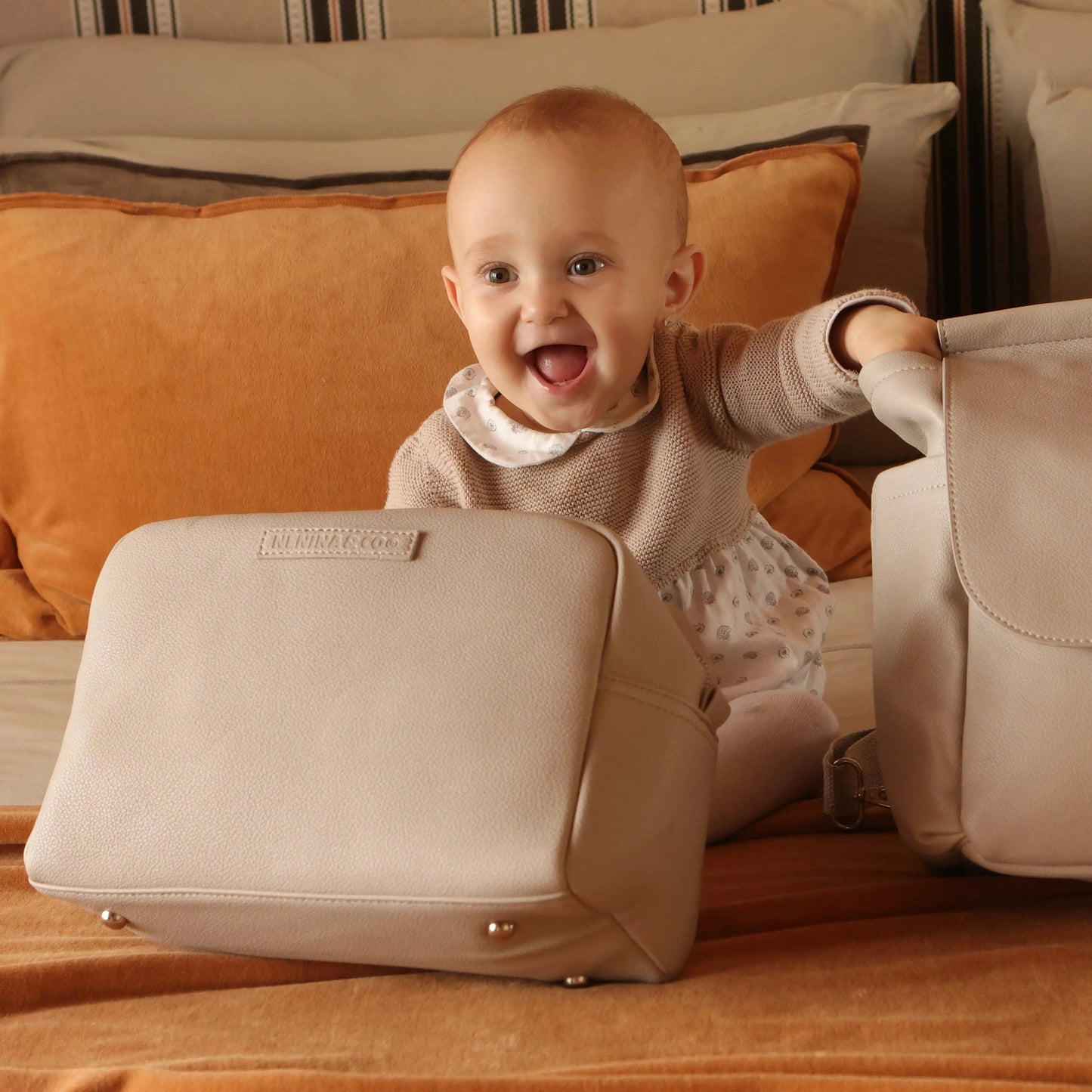 Neceser para Bebé de Eco Piel MIREM Gris| Organizador Elegante Nenina & Co