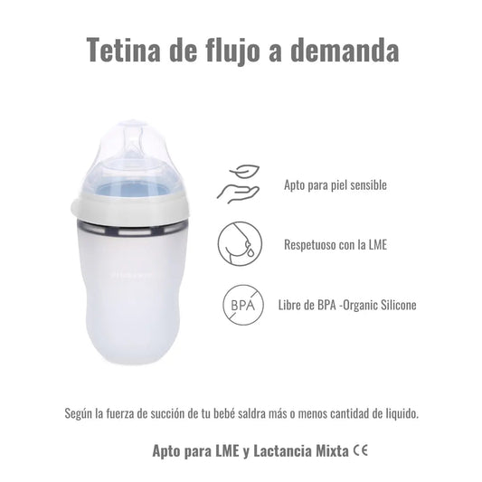 Nuevo Biberon de Silicona Dusty White Nenina & Co