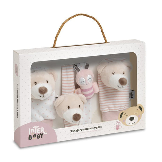 Sonajero manos y pies Osito Rosa. Interbaby OSI01