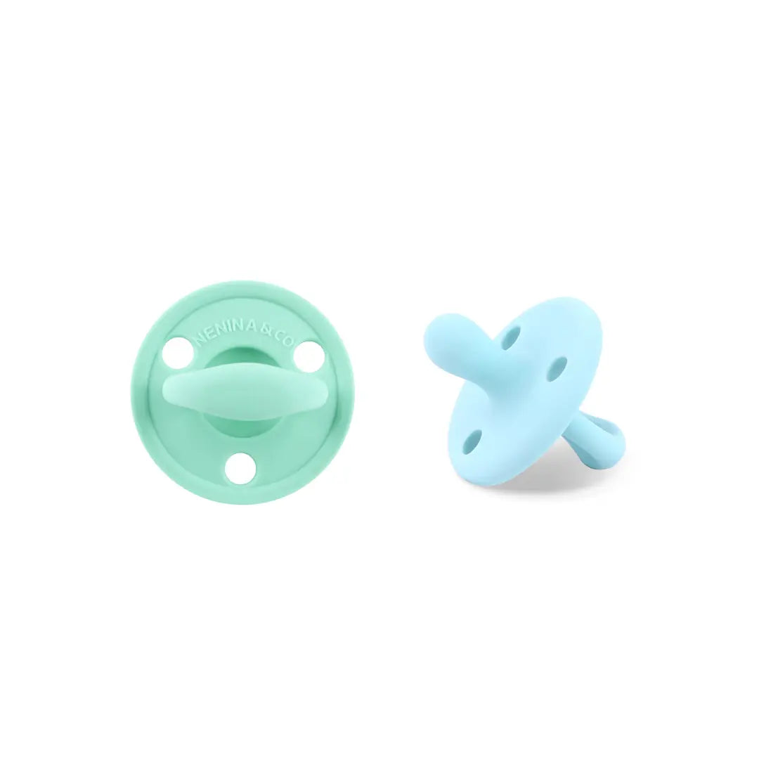 Kit Nenina & Co Mint + Celeste| 2 Chupetes + 2 Chupeteros + Guardachupete