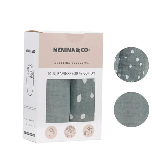 Pack 2 Muselinas Cotton + Bambi Rosa 70% Bamboo +30 % Algodón Nenina & Co