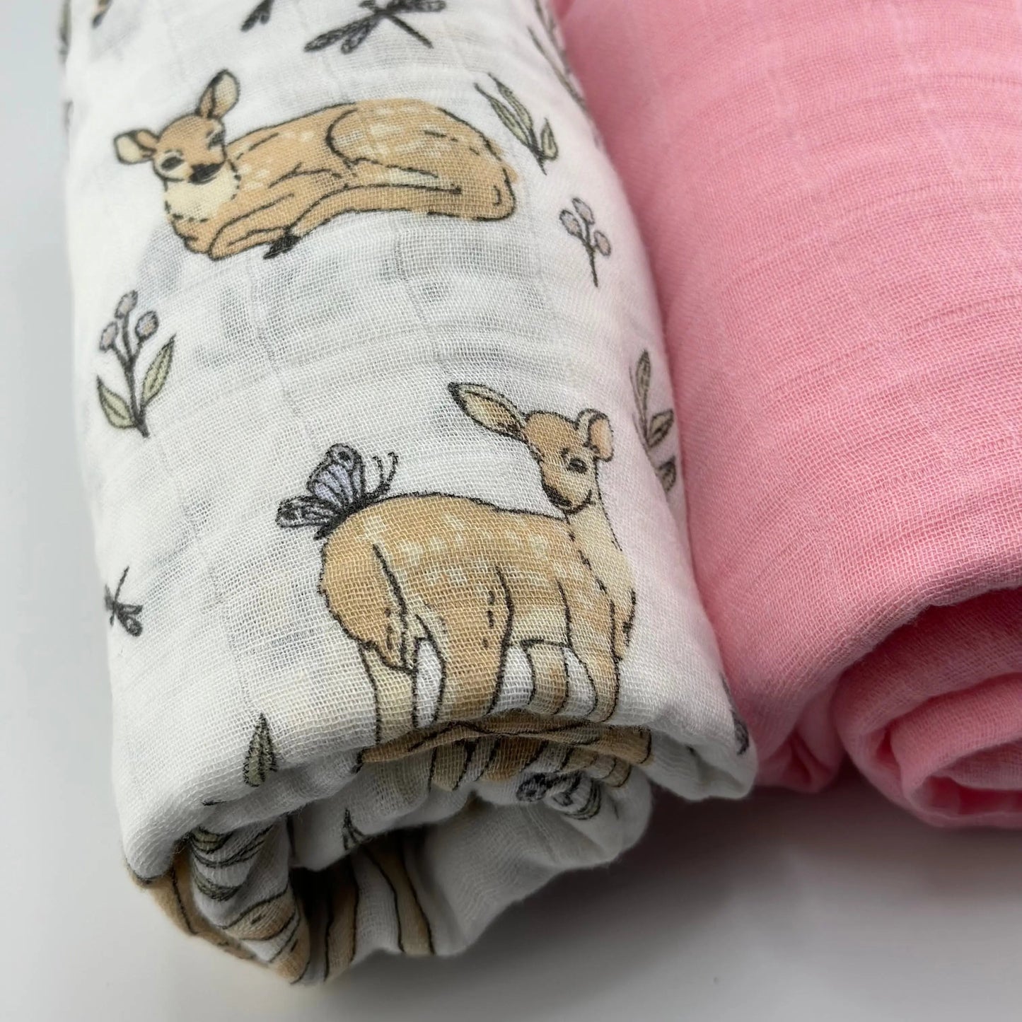 Pack 2 Muselinas Cotton + Bambi Rosa 70% Bamboo +30 % Algodón Nenina & Co