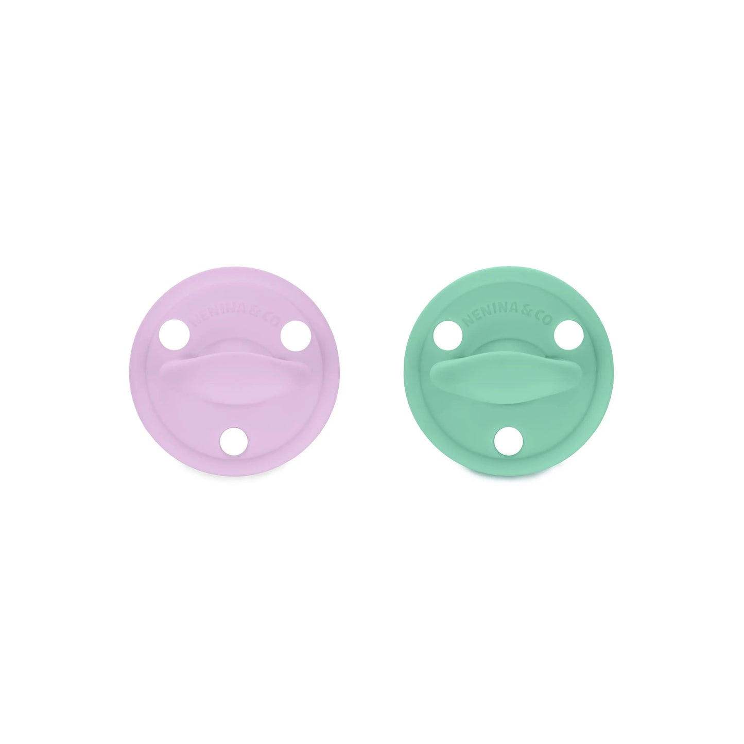 Pack 2 chupetes + Pack 2 chupeteros Lila y Mint DIAMOND By Nenina & Co
