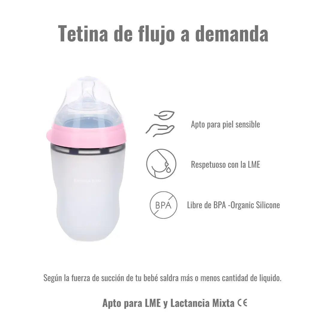 Kit de Biberón y Chupete Clásico con Chupeteros de Algodón para Bebé Recién Nacido | Nenina & Co