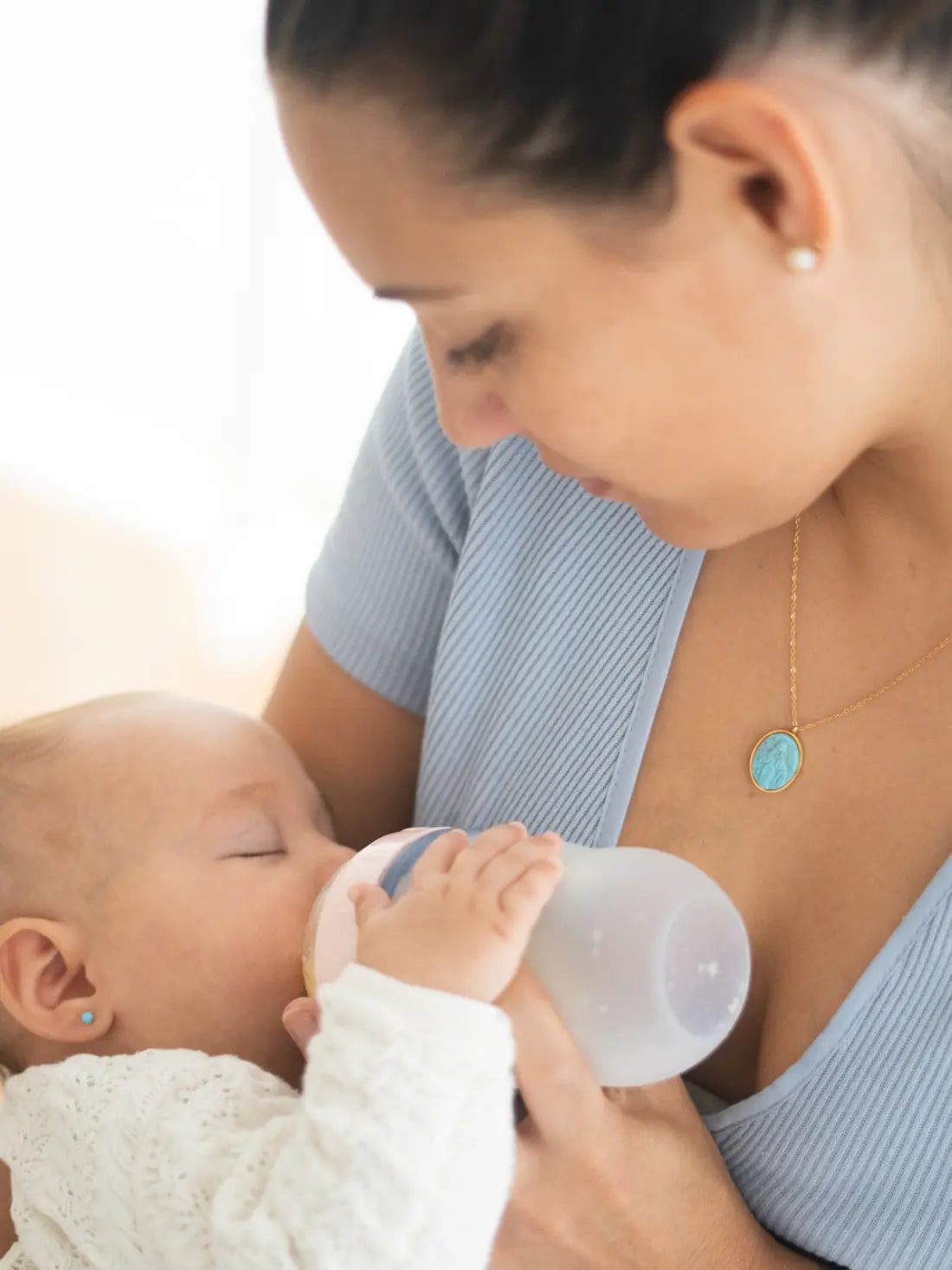 Kit de Biberón y Chupete Clásico con Chupeteros de Algodón para Bebé Recién Nacido | Nenina & Co