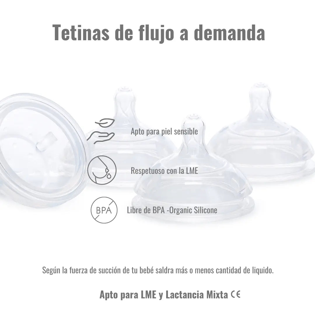 Pack LME Mixta 2 Biberones + 4 tetinas de repuesto Nenina & Co