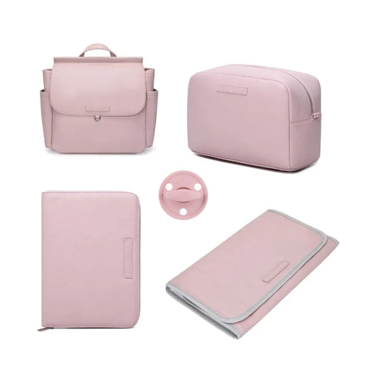 Pack Nacimiento Bolso + Cambiador +Portadocumentos + Neceser + Chupete Diamond Eco piel MIREM By Nenina & Co