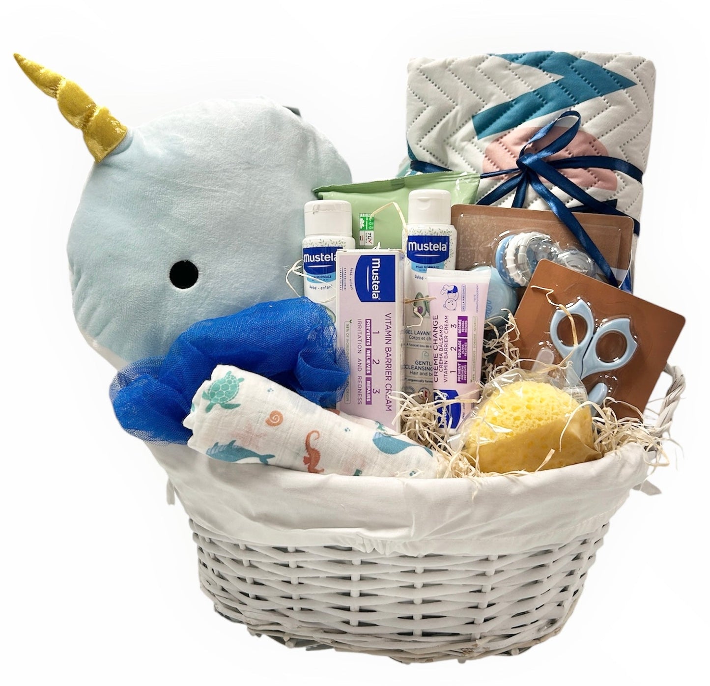 Cesta Regalo Nacimiento Bebé Ballenita | Mustela
