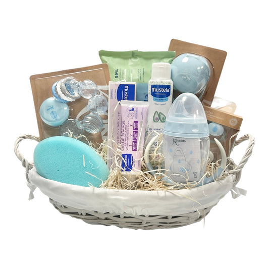 Cesta regalo bebé simpatía Azul