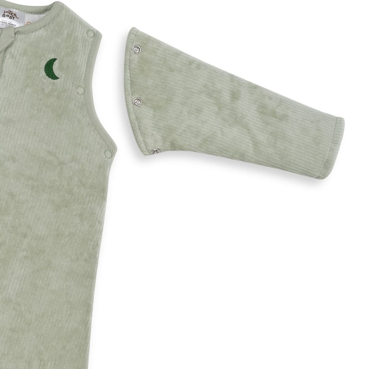 Saco de dormir para bebé verde con mangas extraíbles SACO08-09 Interbaby