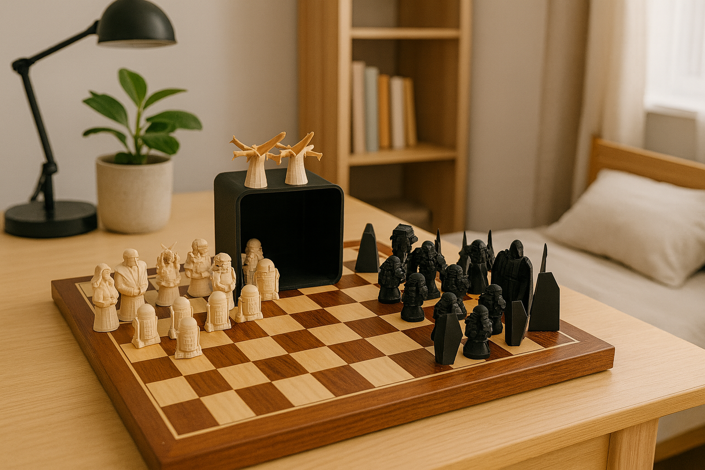 Ajedrez Épico Galáctico en 3D – Figuras de Batalla Estelar