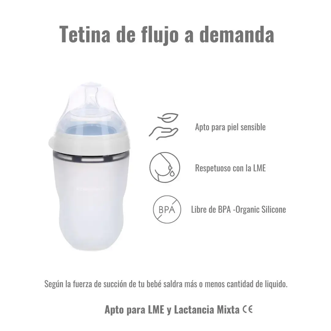 Biberon anticolico de mamá Anticólico como tu pecho Silicona organica