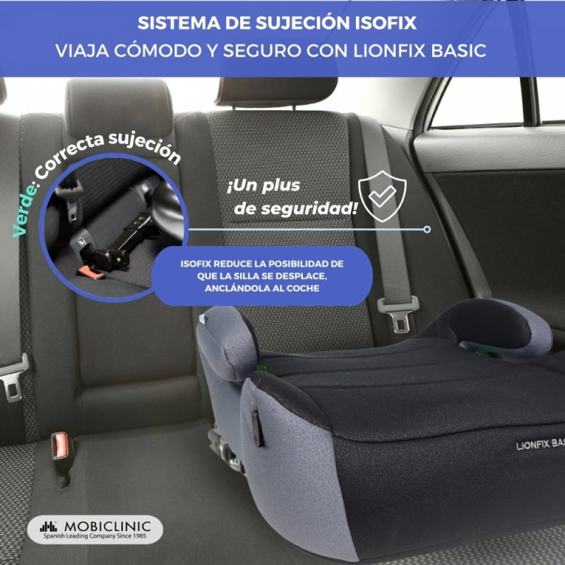 Elevador coche infantil LionFix Basic IsoFix i-Size 125-150 cm Seguridad y confort
