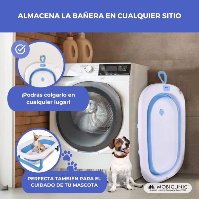 Bañera infantil Bubba azul Plegable, compacta y antideslizante Con patas reforzadas Mobiclinic