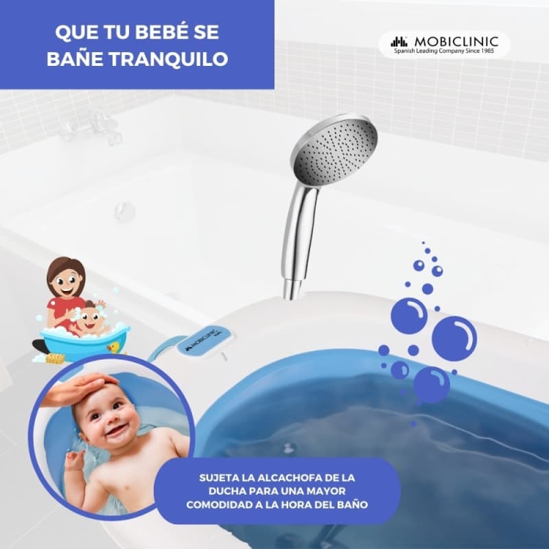 Bañera infantil Bubba azul Plegable, compacta y antideslizante Con patas reforzadas Mobiclinic