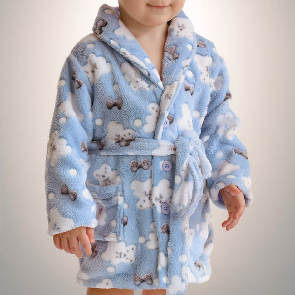 Batín de coralina para bebé con botones y estampado de ositos (Ref. 625701117) - Fabricado en España