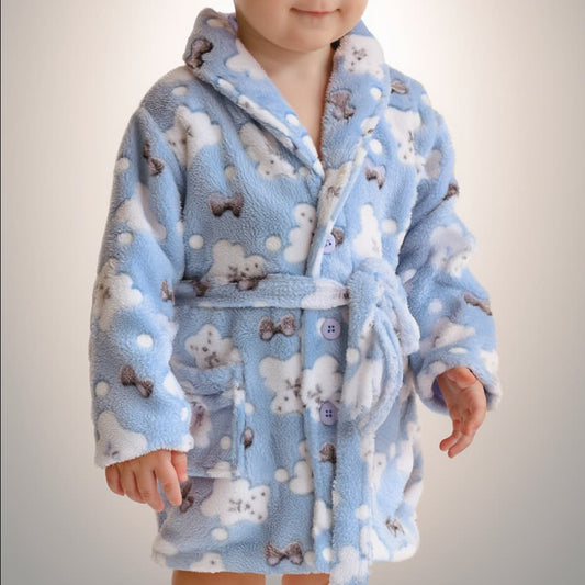Batín de coralina para bebé con botones y estampado de ositos (Ref. 625701117) - Fabricado en España