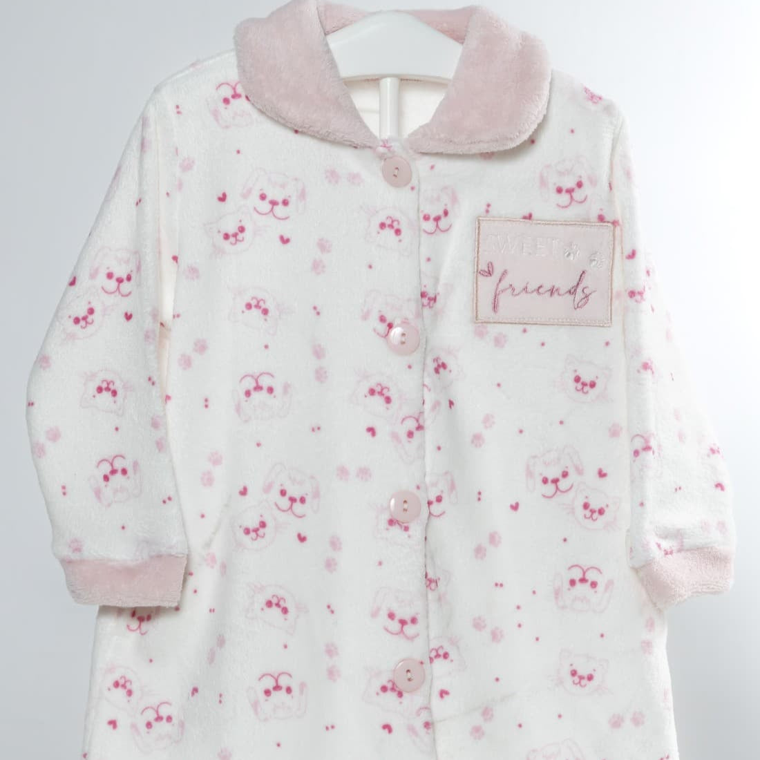 Roupão de Banho KINANIT Baby Coral Fleece com Estampado Coração 8309