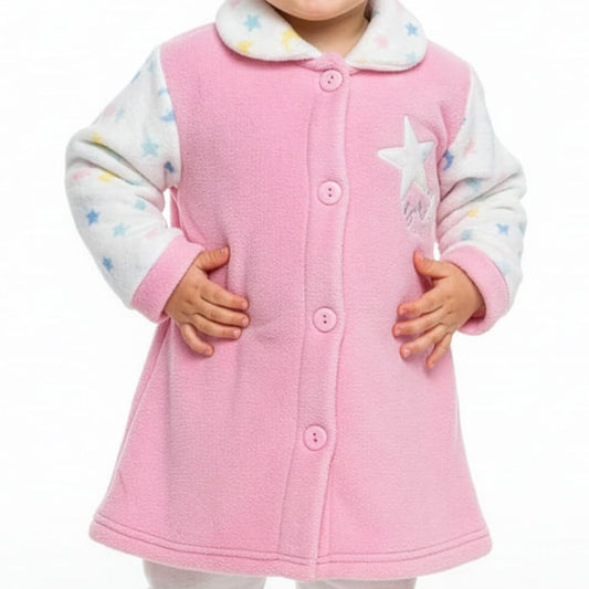 Batín para bebé niña de coralina rosa con mangas estampadas de estrellas Kinanit (Ref. 625708331)