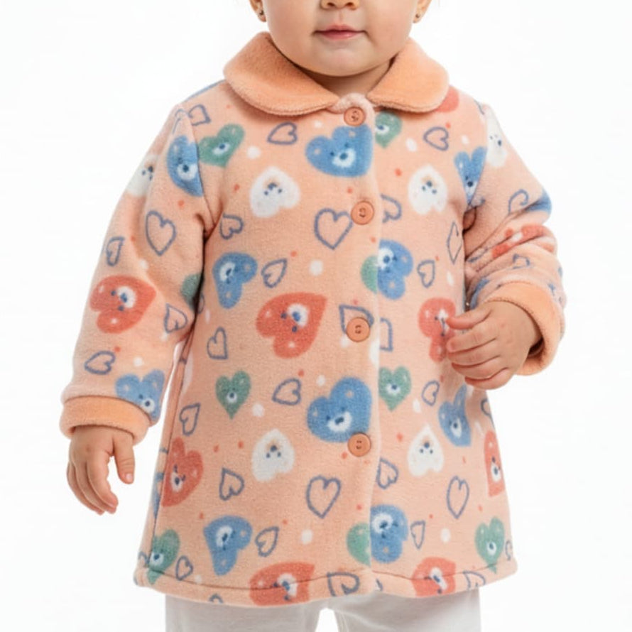Batín para bebé niña de coralina rosa melocotón con estampado de corazones Kinanit (Ref. 625708332)