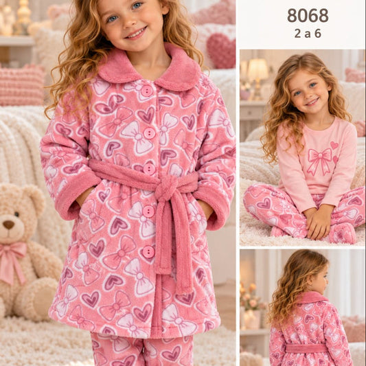 Peignoir enfant extra-doux en Coraline avec ceinture Nacarina Kinanit 8062