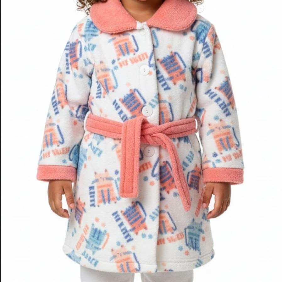 Bata infantil de coralina con botones y cinturón Kinanit (Ref. 625708067)