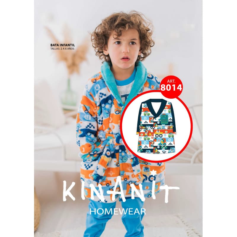 Bata infantil para niño de coralina estampada – Kinanit 8014