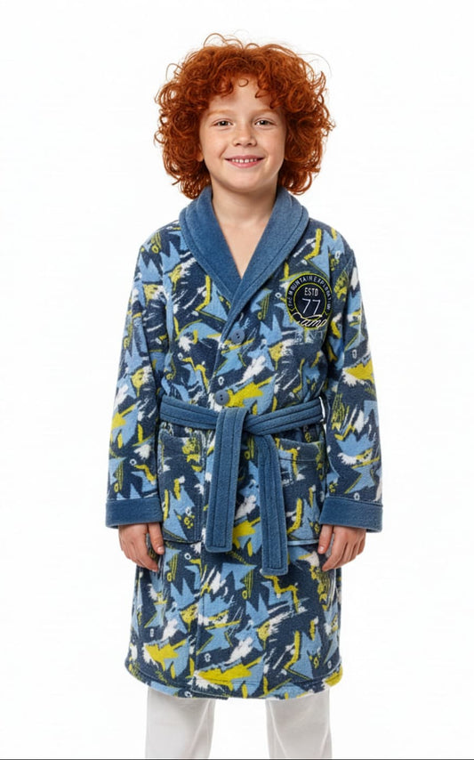 Peignoir enfant extra-doux en Coraline avec ceinture Nacarina Kinanit 8062